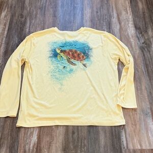 Men's Yellow Long Sleeve Tee with Turtle Design